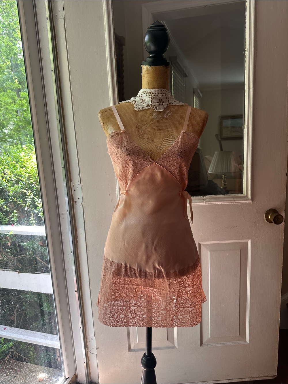 Beautiful 1920s Silk Lace Trim Peach Slip Dress (I have 2)